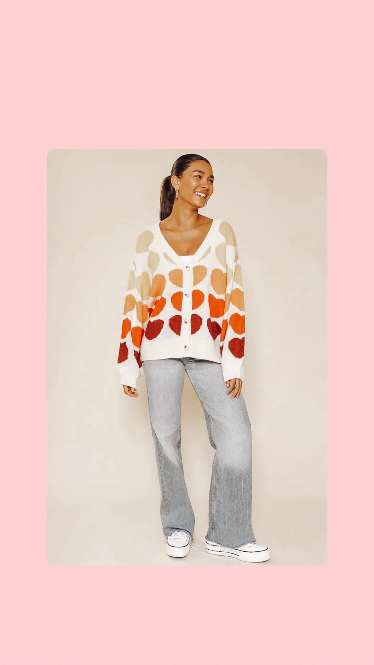 Multicolored Heart Cardigan