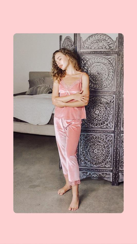 Pink Velvet Velour Dreamy Pajama Set