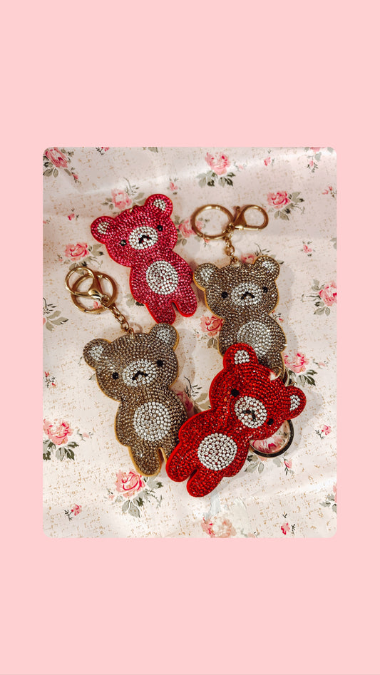 Bedazzled teddy bear keychain