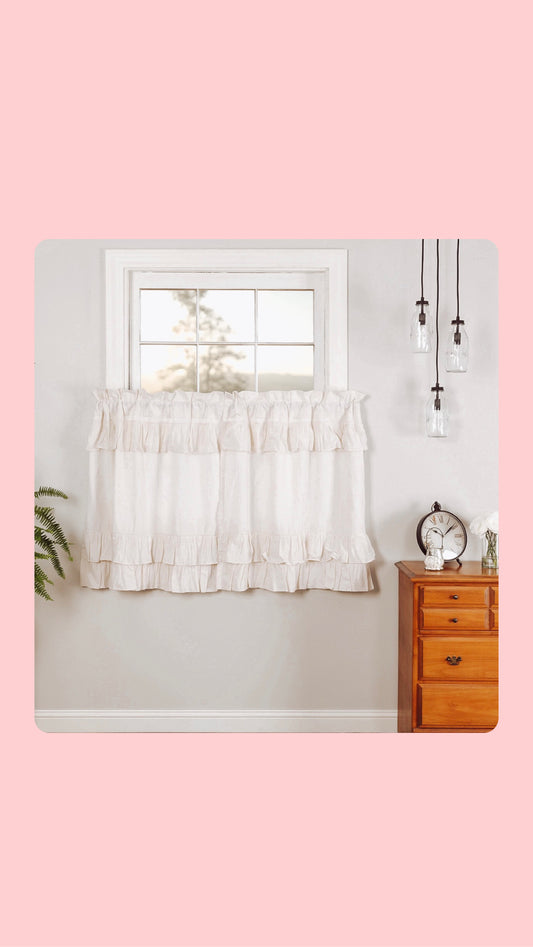 Simple Antique White Ruffled curtains